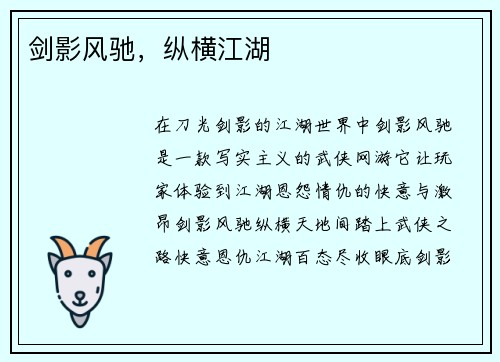 剑影风驰，纵横江湖